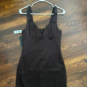 Ten by Babaton Rich Mocha Brown Hourglass Mini Dress